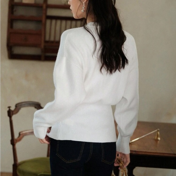 white button sweater chunky knit thick cardigan - Picture 2 of 9